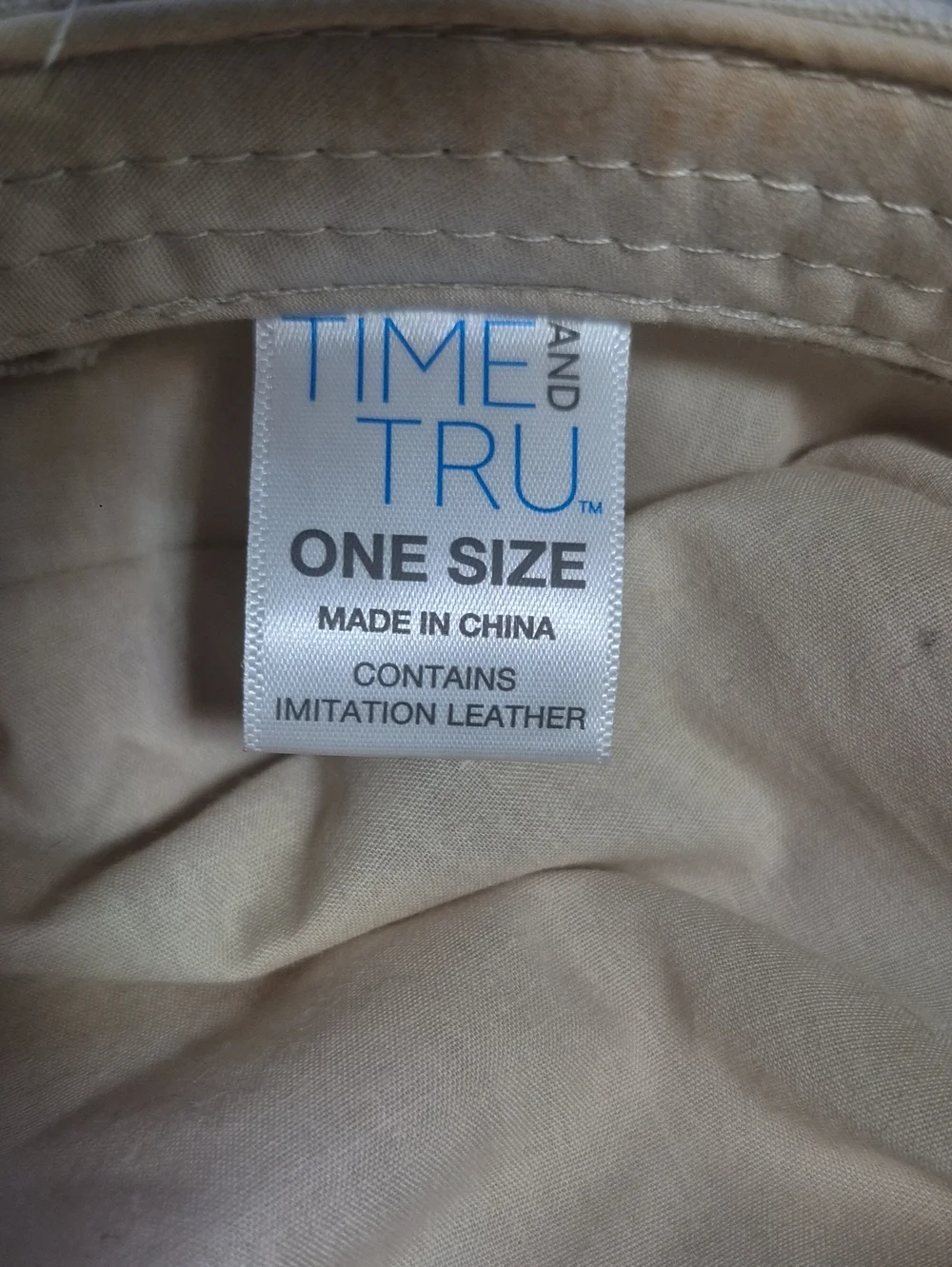 Time and Tru Beige Canvas Newsboy Cap with Tan Band